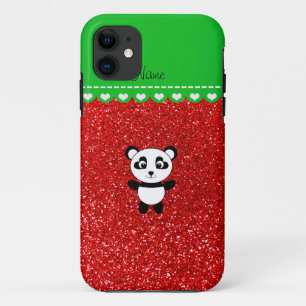 Coque Case-Mate Pour iPhone Nom personnalisé panda neon rouge parties scintill