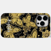 Coques Case-Mate iPhone Nom personnalisé Papillons noir et or (Verso (horizontal))