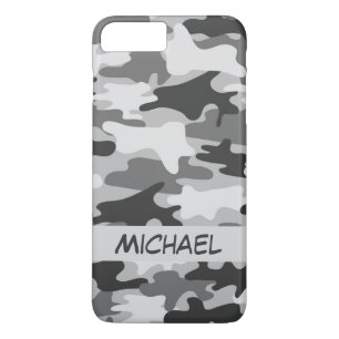 Coques Pour iPhone Nom personnalisé par camouflage argenté gris de