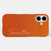 Coques Case-Mate iPhone Nom personnalisé Parties scintillant orange (Verso (horizontal))