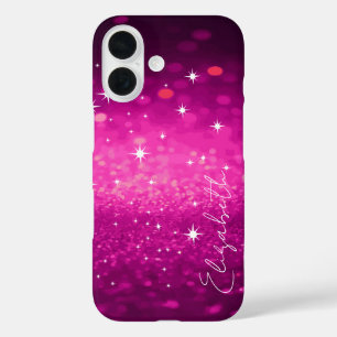 Coques iPhone 16 Nom personnalisé Parties scintillant rose