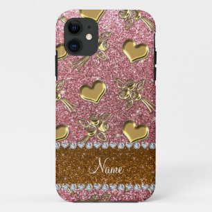 Coque Case-Mate Pour iPhone Nom personnalisé parties scintillant rose clair or
