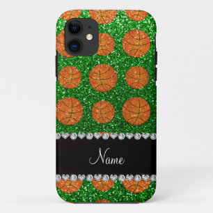 Coque Case-Mate Pour iPhone Nom personnalisé parties scintillant verte boules 