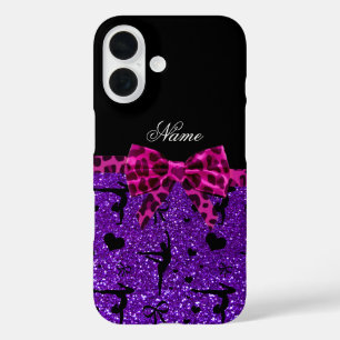 Coques iPhone 16 Nom personnalisé parties scintillant violet gymnas