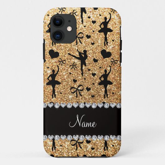 Coques Case-Mate iPhone Nom personnalisé pastel jaune parties scintillant  (Dos)