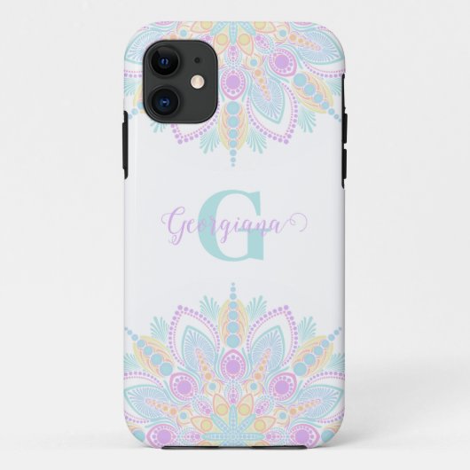 Coques Case-Mate iPhone Nom personnalisé Pastel Rainbow Floral Sundae Mand (Dos)