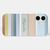 Coques Case-Mate iPhone Nom personnalisé Pastel Stripes Moderne Sage Bleu (Verso (horizontal))