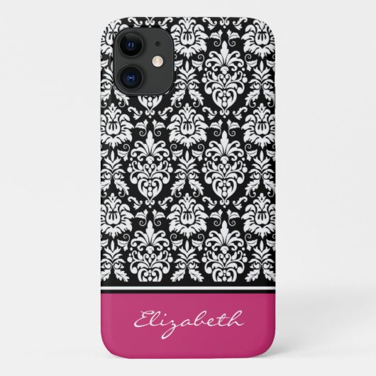 Coques Case-Mate iPhone Nom personnalisé Pink Black White Damas (Dos)