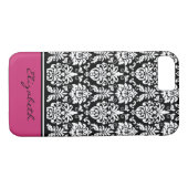 Coques Case-Mate iPhone Nom personnalisé Pink Black White Damas (Dos (Horizontal))