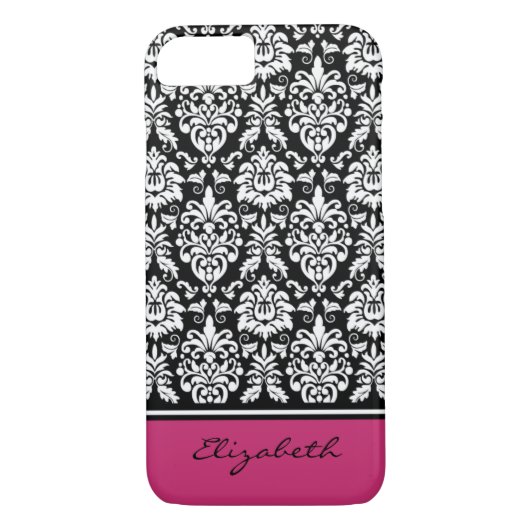 Coques Case-Mate iPhone Nom personnalisé Pink Black White Damas (Dos)
