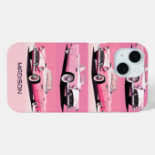 Coques Case-Mate iPhone Nom personnalisé Pink Classic Car (Verso (horizontal))