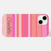 Coques Case-Mate iPhone Nom personnalisé Pink Striped Script (Verso (horizontal))