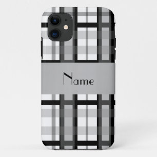 Etui iPhone Case-Mate Nom personnalisé plaid noir et blanc
