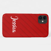 Coques Case-Mate iPhone Nom personnalisé plastique diagonal rouge texturé (Dos (Horizontal))