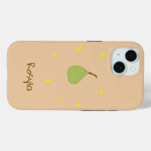 Coques Case-Mate iPhone Nom personnalisé poire peinte sur brun (Verso (horizontal))