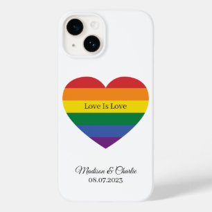 Coque Pour iPhone 14 Nom personnalisé Rainbow Heart