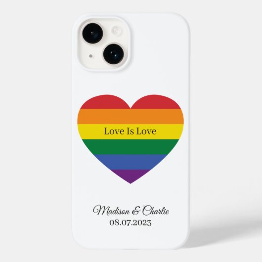 Coques Case-Mate iPhone Nom personnalisé Rainbow Heart (Verso)