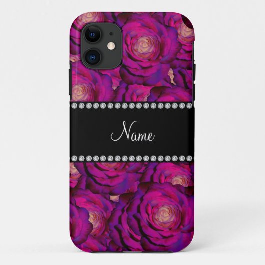 Coques Case-Mate iPhone Nom personnalisé roses violet foncé (Dos)