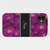 Coques Case-Mate iPhone Nom personnalisé roses violet foncé (Dos (Horizontal))
