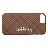 Coques Case-Mate iPhone Nom personnalisé rouge rouge rétro plaid (Dos (Horizontal))