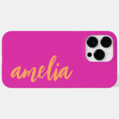 Coques Case-Mate iPhone Nom personnalisé script bold magenta orange (Verso (horizontal))