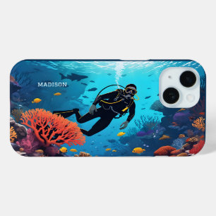 Coque Pour iPhone 15 Nom personnalisé Scuba Diver