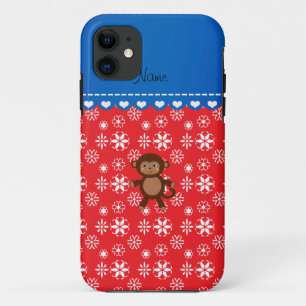 Coque Case-Mate Pour iPhone Nom personnalisé singe Noël rouge flocon