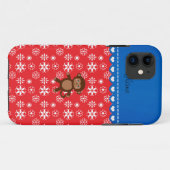 Coques Case-Mate iPhone Nom personnalisé singe Noël rouge flocon (Dos (Horizontal))