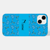 Coques Case-Mate iPhone Nom personnalisé sky blue hockey motif (Verso (horizontal))