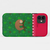 Coques Case-Mate iPhone Nom personnalisé sloth vert noël arbres (Dos (Horizontal))