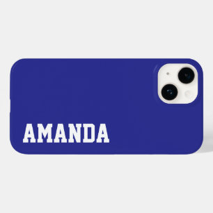 Coque Pour iPhone 14 Nom personnalisé style moderne élégant couleur ble