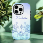 Coques Case-Mate iPhone Nom personnalisé Superposition de silhouette flora