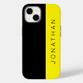 Coques Case-Mate iPhone Nom personnalisé sur Simple Modern Black | jaune (Verso)
