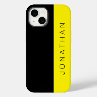 Coque Pour iPhone 14 Nom personnalisé sur Simple Modern Black | jaune