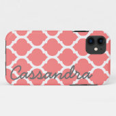 Coques Case-Mate iPhone Nom personnalisé sur Trellis marocain rose (Dos (Horizontal))