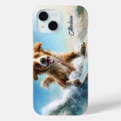Coques Case-Mate iPhone Nom personnalisé Surfing Chien (Verso)