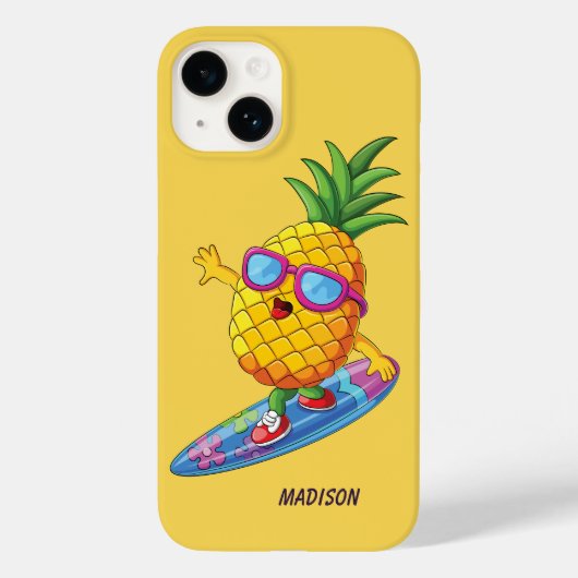 Coques Case-Mate iPhone Nom personnalisé Surfing Pineapple (Verso)