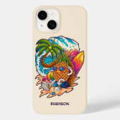 Coques Case-Mate iPhone Nom personnalisé Surfing Pineapple (Verso)