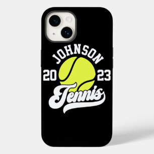 Coque Pour iPhone 14 NOM Personnalisé Tennis Lecteur Racket Ball Court