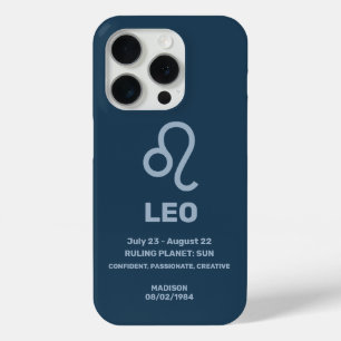 Coque iPhone 15 Pro Nom personnalisé / Texte Zodiac Signal Leo