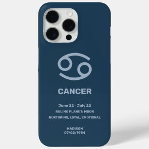 Coque iPhone 15 Pro Max Nom personnalisé / Texte Zodiaque Signal Cancer