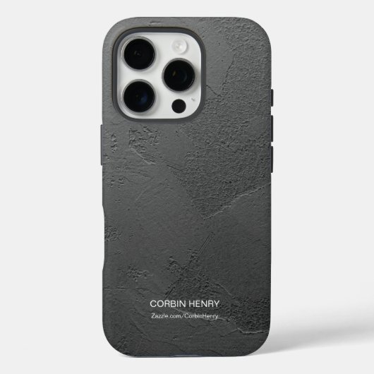 Coques Case-Mate iPhone Nom personnalisé texturé mat noir moderne (Verso)