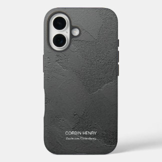 Coques iPhone 16 Nom personnalisé texturé mat noir moderne