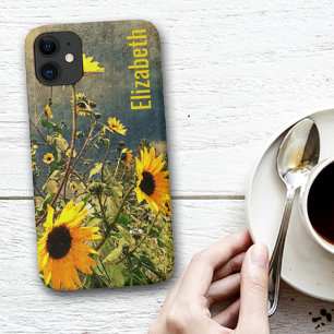 Case-Mate iPhone Case Nom personnalisé Tournesols Textures Vintages