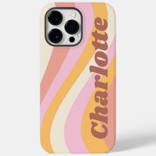 Coque Pour Pour iPhone 14 Pro Max Nom personnalisé vague rétro vintage féminin