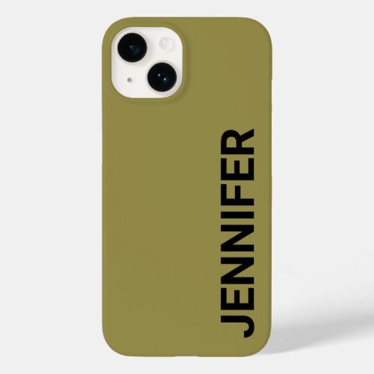 Coques Case-Mate iPhone Nom personnalisé vert décalé solide (Verso)