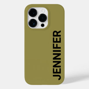 Coque Pour iPhone 14 Pro Nom personnalisé vert décalé solide