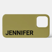 Coques Case-Mate iPhone Nom personnalisé vert décalé solide (Verso (horizontal))