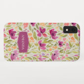 Coques Case-Mate iPhone Nom personnalisé Violet motif floral (Dos (Horizontal))