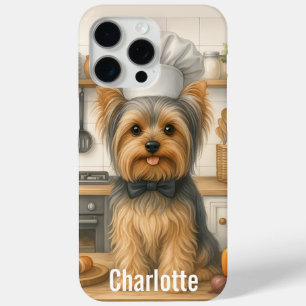 Coque iPhone 15 Pro Max Nom personnalisé Yorkshire Terrier Chien Chef